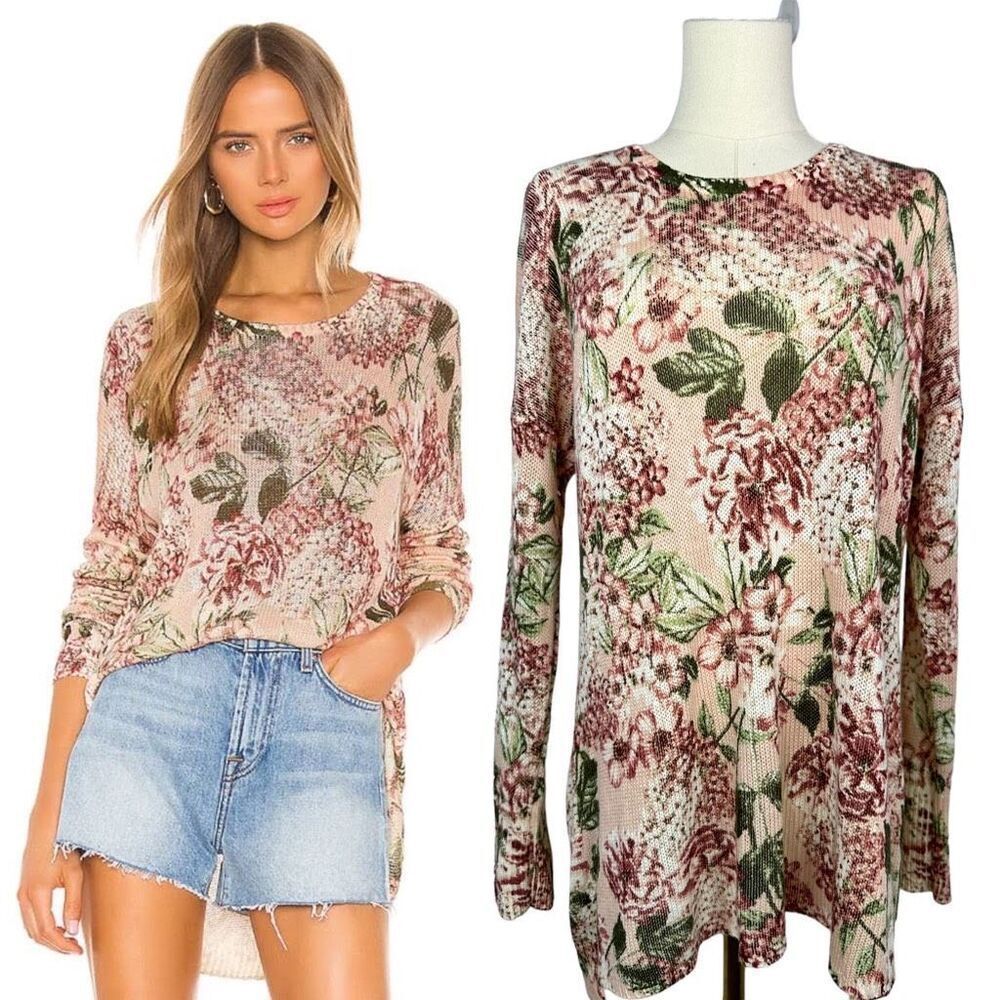 Show Me Your Mumu Bermuda Pink Floral Knit Light Sweater , Size S